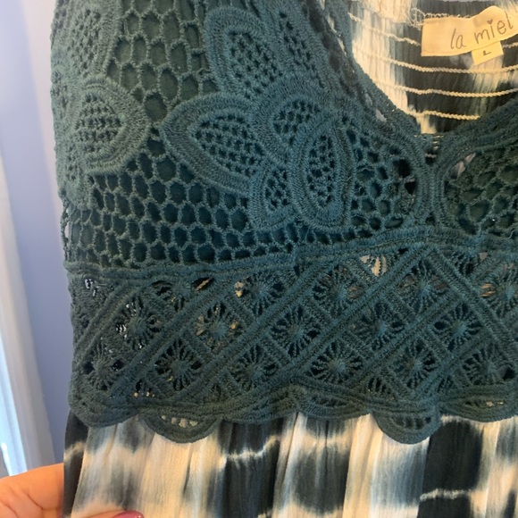 Boho blue tie dye dress, size large (fits 8-10) - Picture 16 of 16